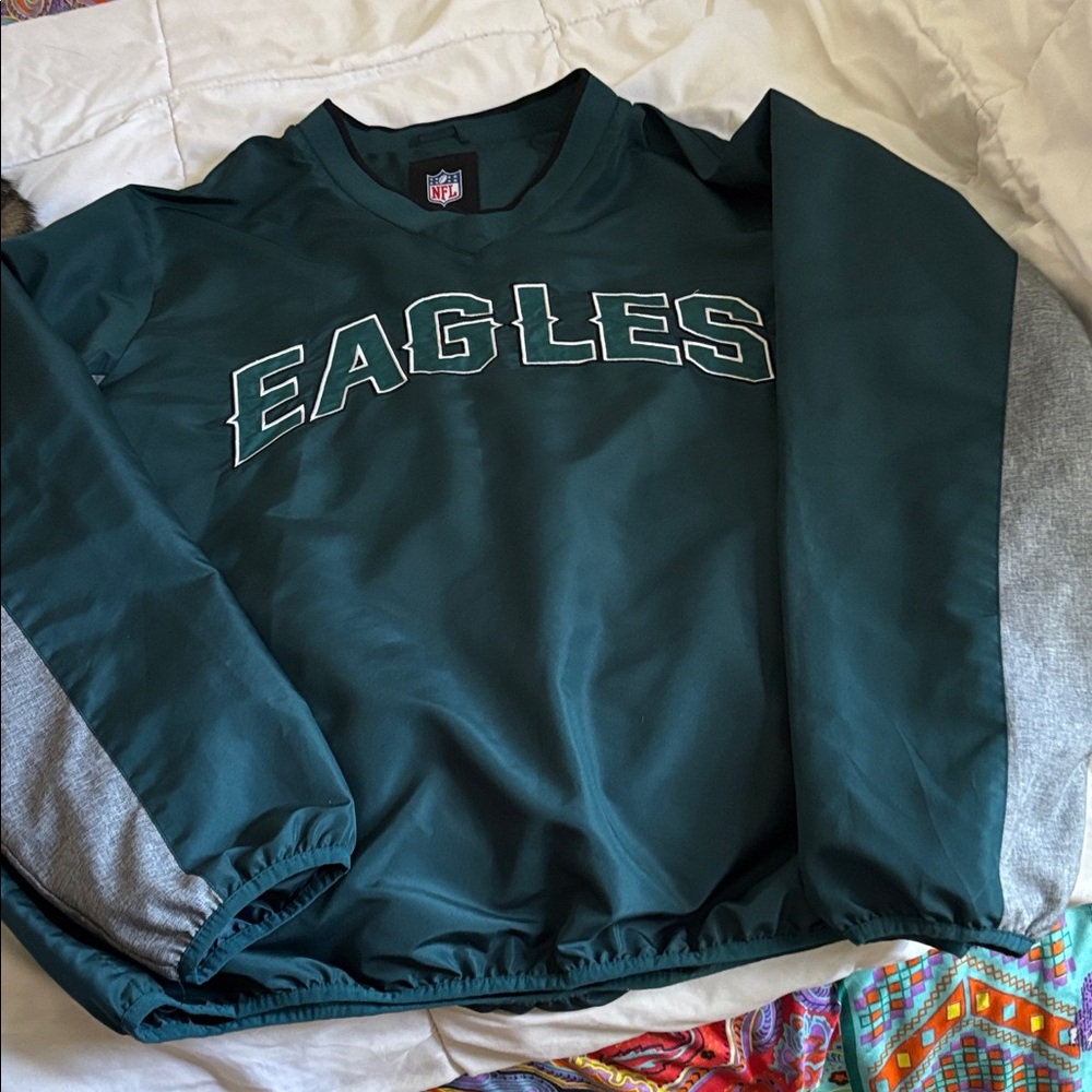 NFL Eagles Teal and Black  Pullover Windbreaker